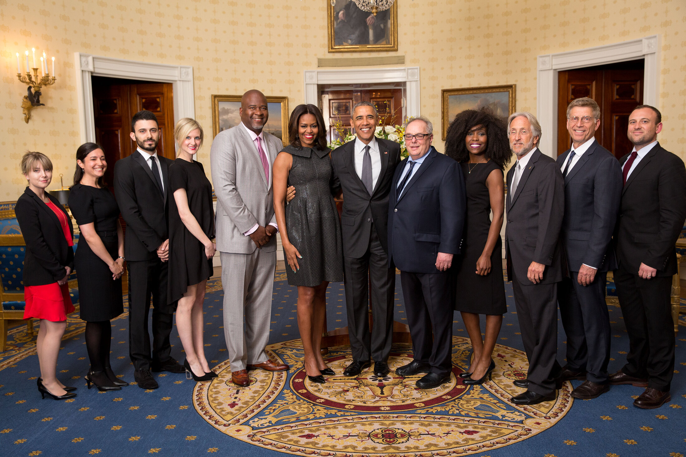 Nwaka Onwusa with President Barack Obama, First Lady Michelle Obama, and the performance team at the White House